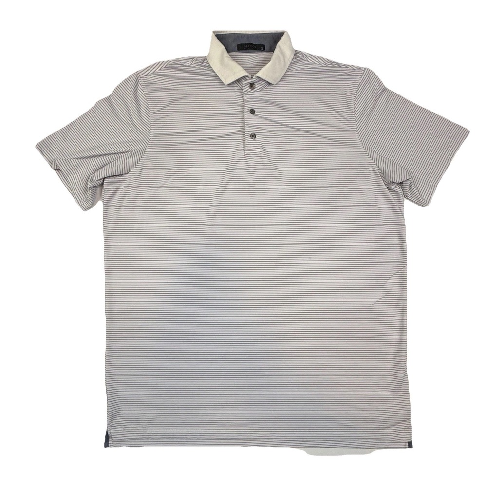 Greyson Performance Golf Polo Purple Gray Striped Mens XL Short Sleeve